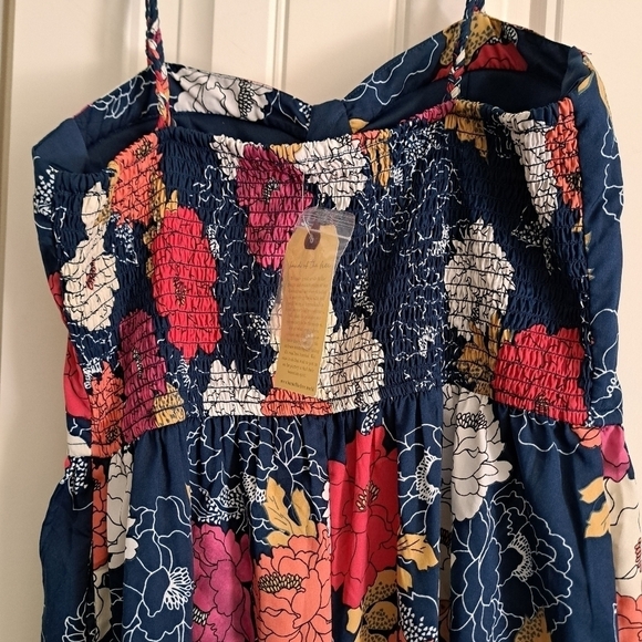 BAND OF THE FREE bold floral palazzo pant jumpsuit coastal lined padded top LG - Picture 6 of 10